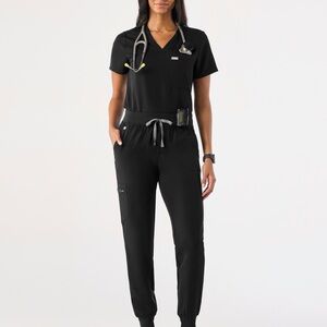 Figs Black Catarina Scrub Tops & Zamora Jogger Scrub Bottoms (Pack of 4 items)